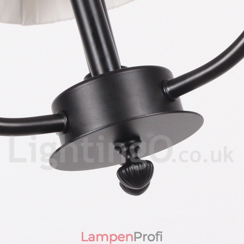 3-flammiger moderner schwarzer Kronleuchter im Kerzenstil im Retro-Stil