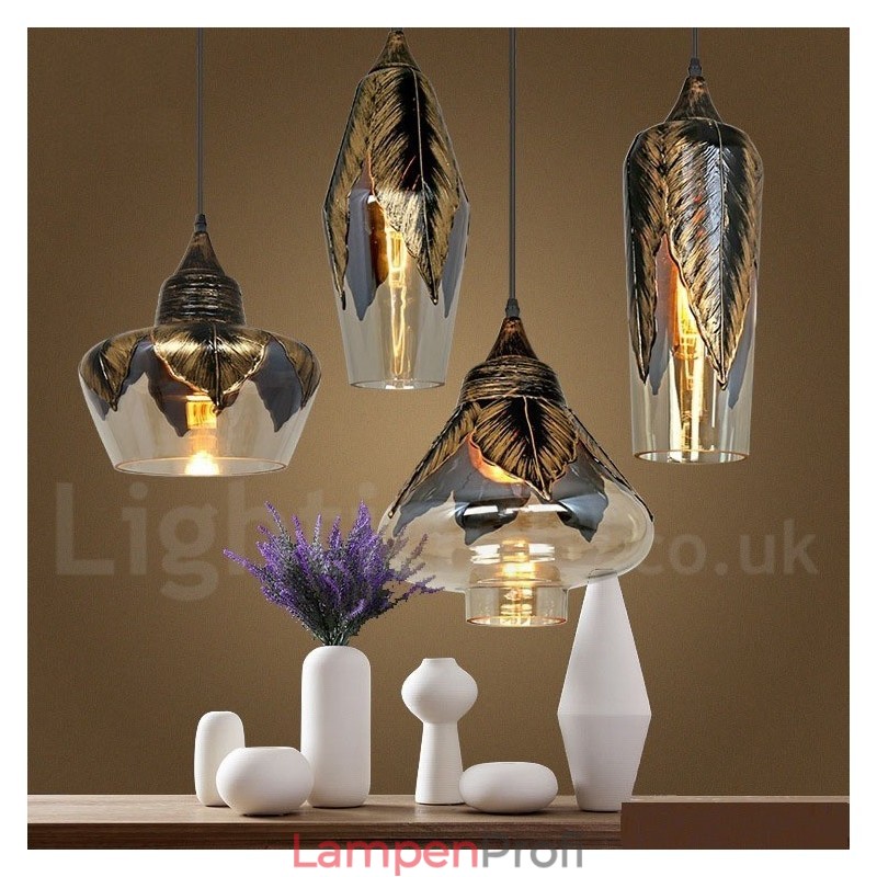 Europäische Retro Glas Pendelleuchte Lounge Pendelleuchte