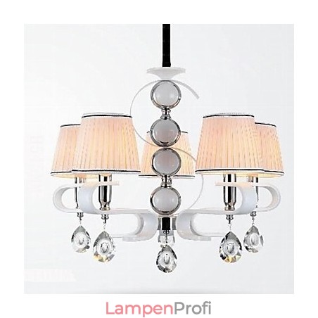 Stoff Kronleuchter 5 Licht High Grade Lampe Weiß Jade Silber Ring Stoff Kronleuchter 5 Licht High Grade Lampe Weiß Jade Silber Ring