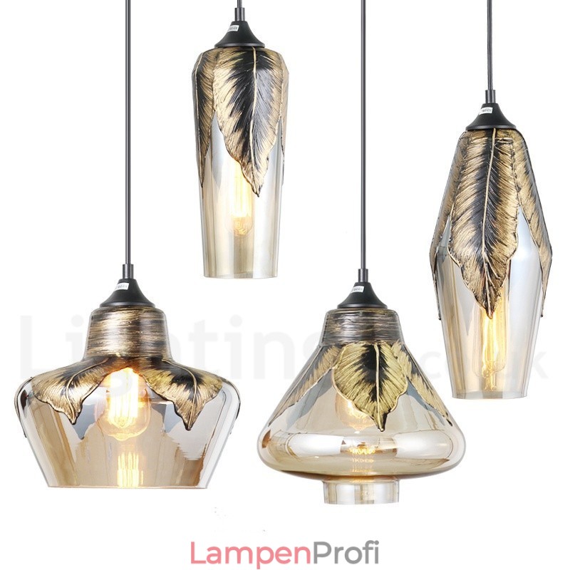 Europäische Retro Glas Pendelleuchte Lounge Pendelleuchte