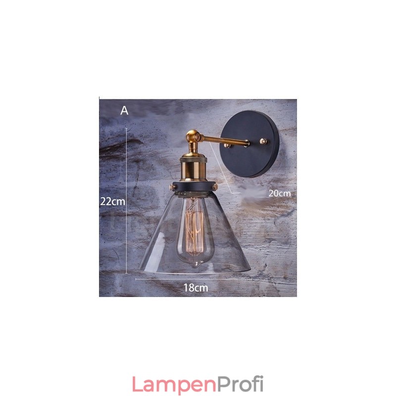 1-flammige rustikale Lodge-Wandleuchte für Schlafzimmer mit Glasschirm