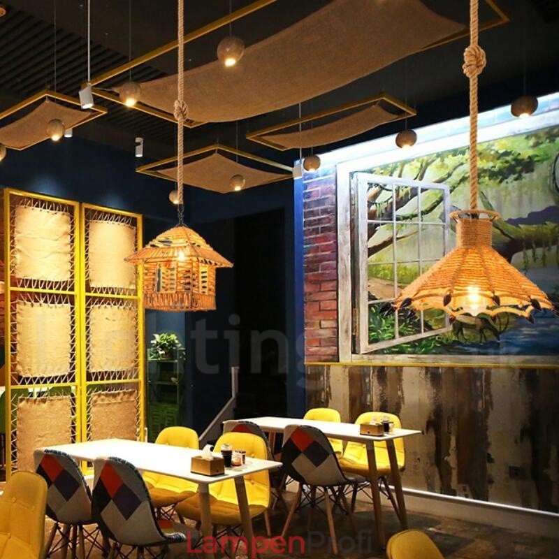 1 Licht Rustikale Lodge Pendelleuchte Cafe Hanfseil Pendelleuchte