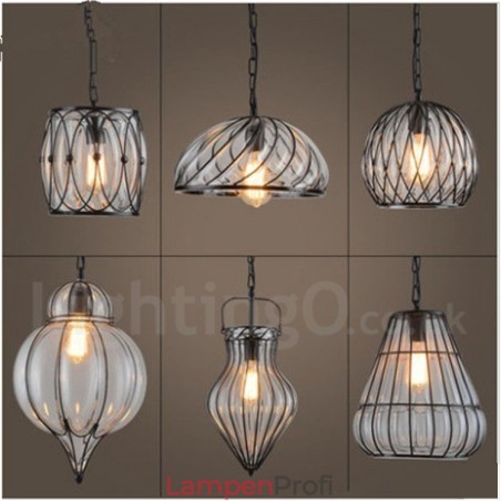 1 Licht Vintage Cafe Glas Pendelleuchte Loft Pendelleuchte