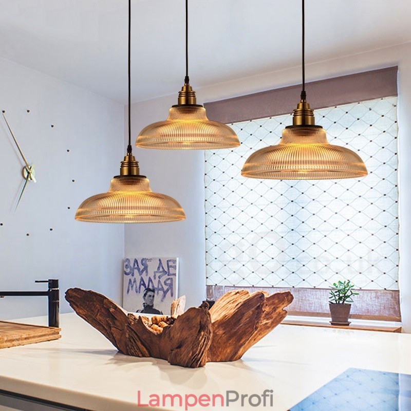 1-flammige Vintage-Pendelleuchte aus Glas