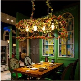 Rustikale Lodge Retro-Vogelkäfig-Pendelleuchte mit 4 Lichtern und Stahlschirm