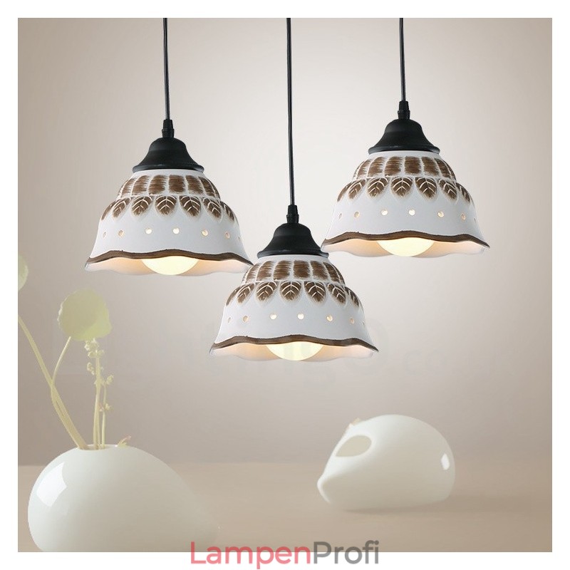 1-flammige, moderne Pendelleuchte mit Keramikschirm