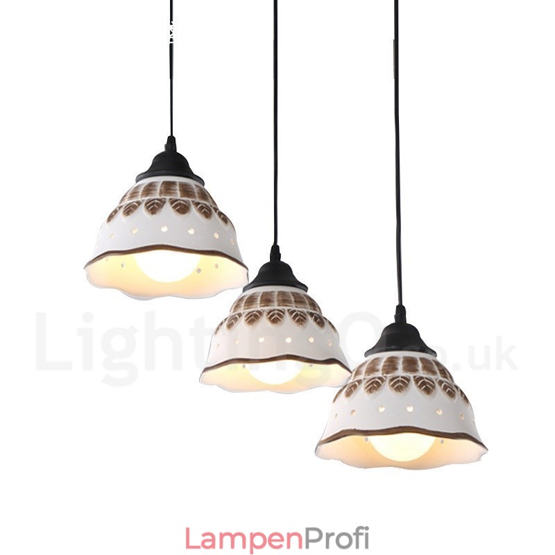 1-flammige, moderne Pendelleuchte mit Keramikschirm