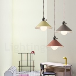 1-flammige, moderne Pendelleuchte aus Stahl mit Stahlschirm