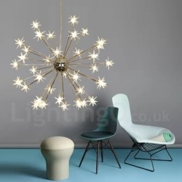 Moderne Pendelleuchte aus Stahl mit 32 Lichtern und Glasschirm