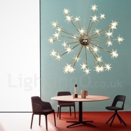 Moderne Pendelleuchte aus Stahl mit 32 Lichtern und Glasschirm