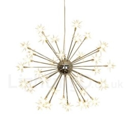 Moderne Pendelleuchte aus Stahl mit 32 Lichtern und Glasschirm