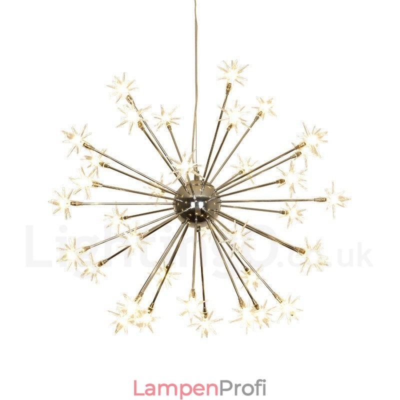 Moderne Pendelleuchte aus Stahl mit 32 Lichtern und Glasschirm