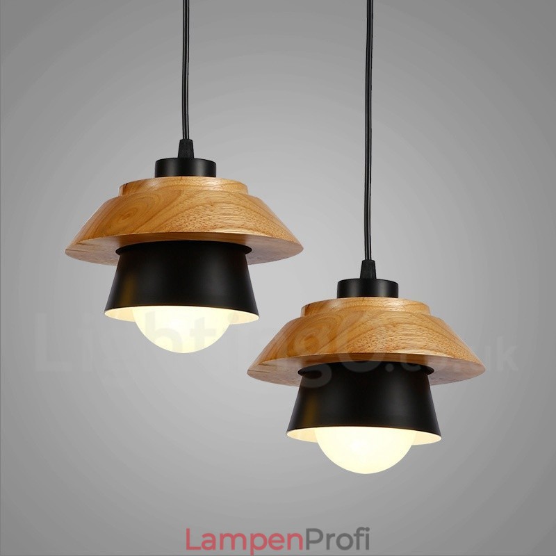 1-flammige, moderne Pendelleuchte aus Holz mit Schirm aus Aluminiumlegierung