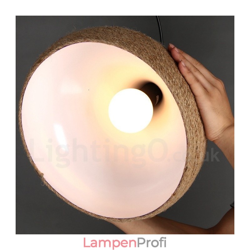 1 Light Retro Rustic Hemp Rope Pendant Light with Hemp Rope Shade