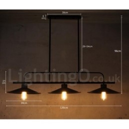 3-flammige Hängeleuchte im Retro-Stil aus rustikalem Stahl mit Stahlschirm