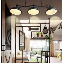 3-flammige Hängeleuchte im Retro-Stil aus rustikalem Stahl mit Glasschirm