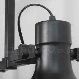 3-flammige Hängeleuchte im Retro-Stil aus rustikalem Stahl mit Glasschirm