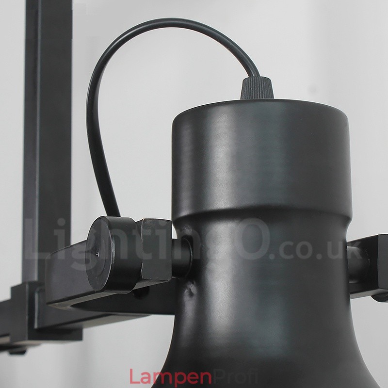 3-flammige Hängeleuchte im Retro-Stil aus rustikalem Stahl mit Glasschirm