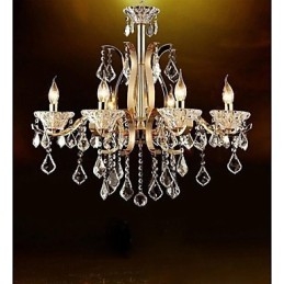 Hochwertiger Kronleuchter aus goldenem Schmiedeeisen und Kristall, 8 Lichter