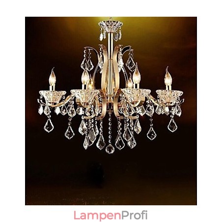 Hochwertiger Kronleuchter aus goldenem Schmiedeeisen und Kristall, 8 Lichter