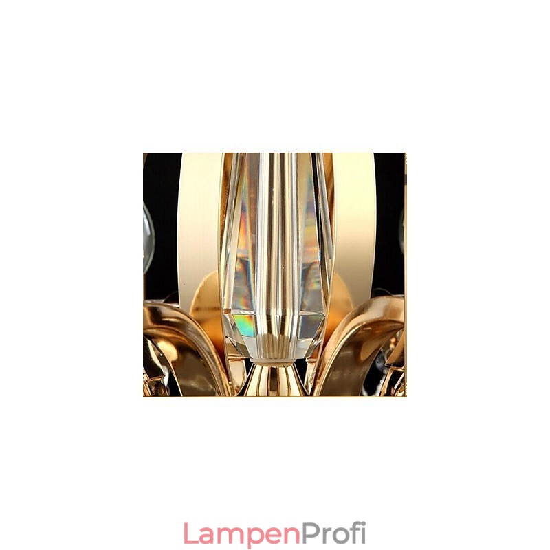 Hochwertiger Kronleuchter aus goldenem Schmiedeeisen und Kristall, 8 Lichter