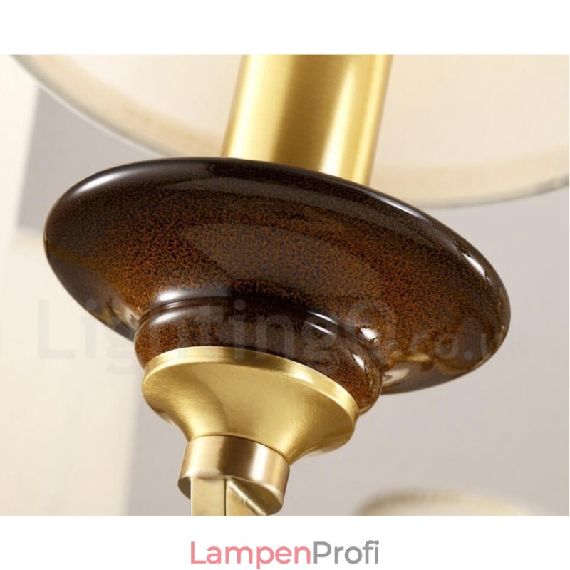 15-flammige Retro-Pendelleuchte aus rustikalem Messing mit Glasschirm