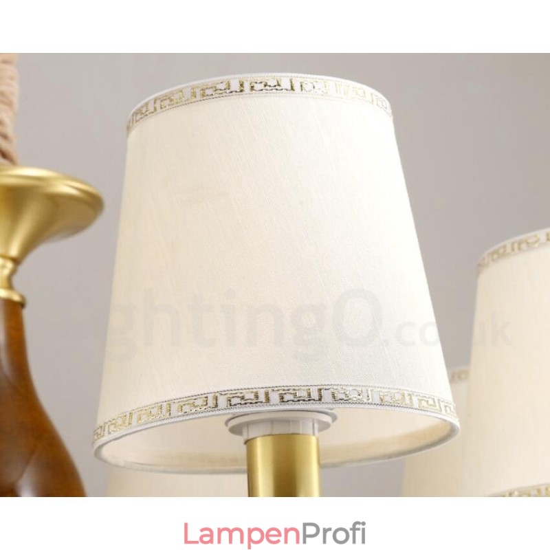 15-flammige Retro-Pendelleuchte aus rustikalem Messing mit Glasschirm