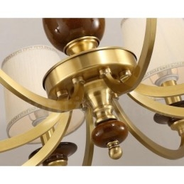 6-flammige Retro-Pendelleuchte aus rustikalem Messing mit Glasschirm