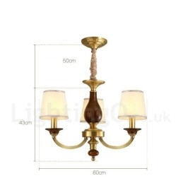 3-flammige Retro-Pendelleuchte aus rustikalem Messing mit Glasschirm