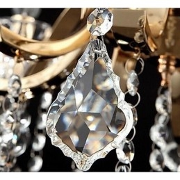 Hochwertiger Kronleuchter aus goldenem Schmiedeeisen und Kristall, 8 Lichter