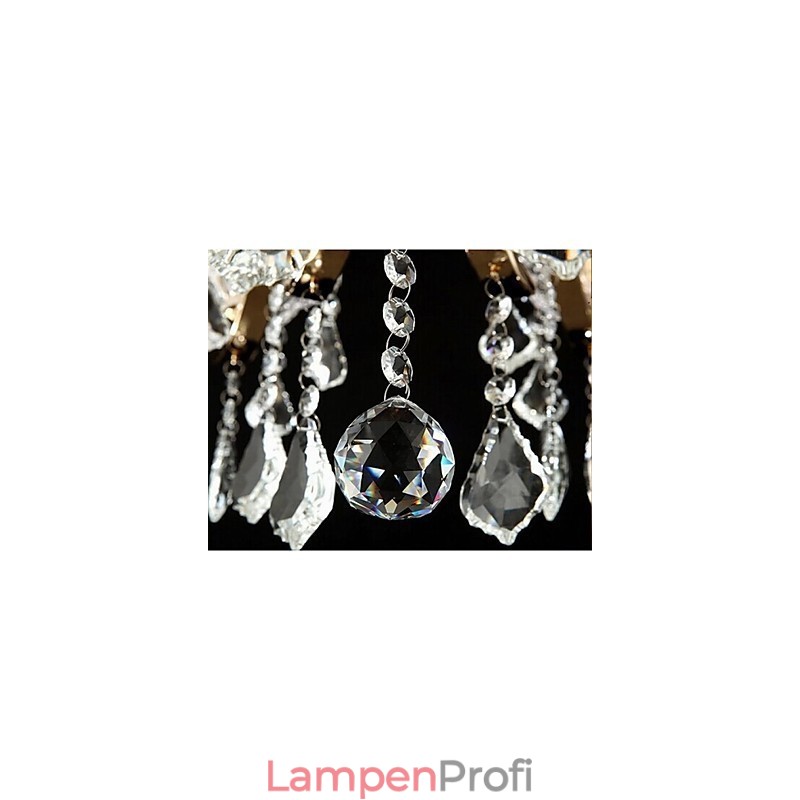 Hochwertiger Kronleuchter aus goldenem Schmiedeeisen und Kristall, 8 Lichter