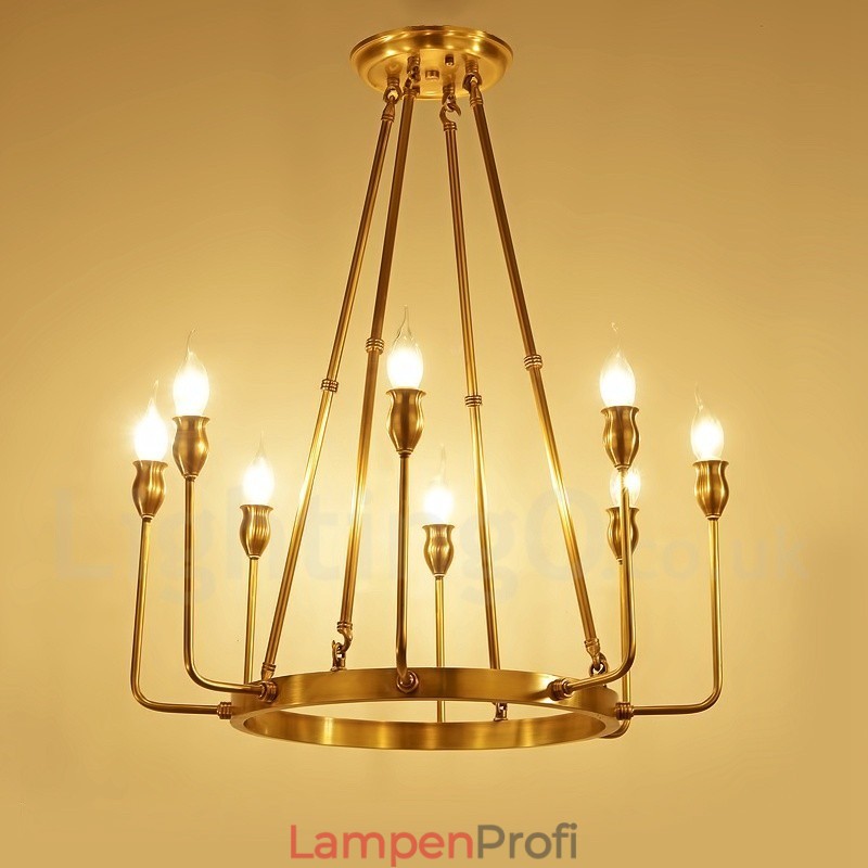 6 Licht 8 Licht Retro Rustikal Luxus Messing Pendelleuchte Kronleuchter