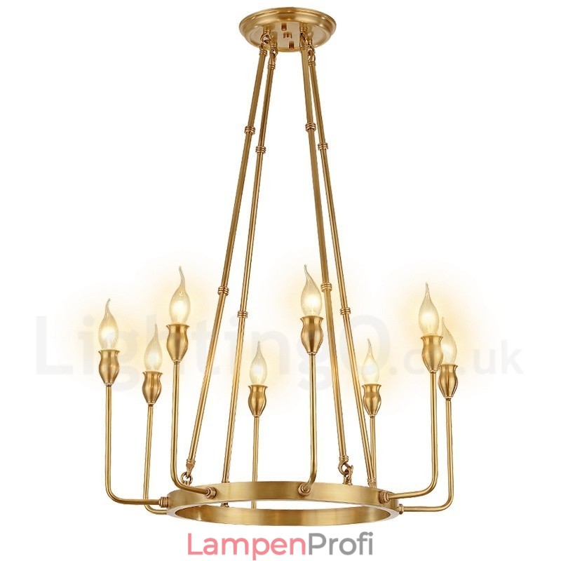 6 Licht 8 Licht Retro Rustikal Luxus Messing Pendelleuchte Kronleuchter