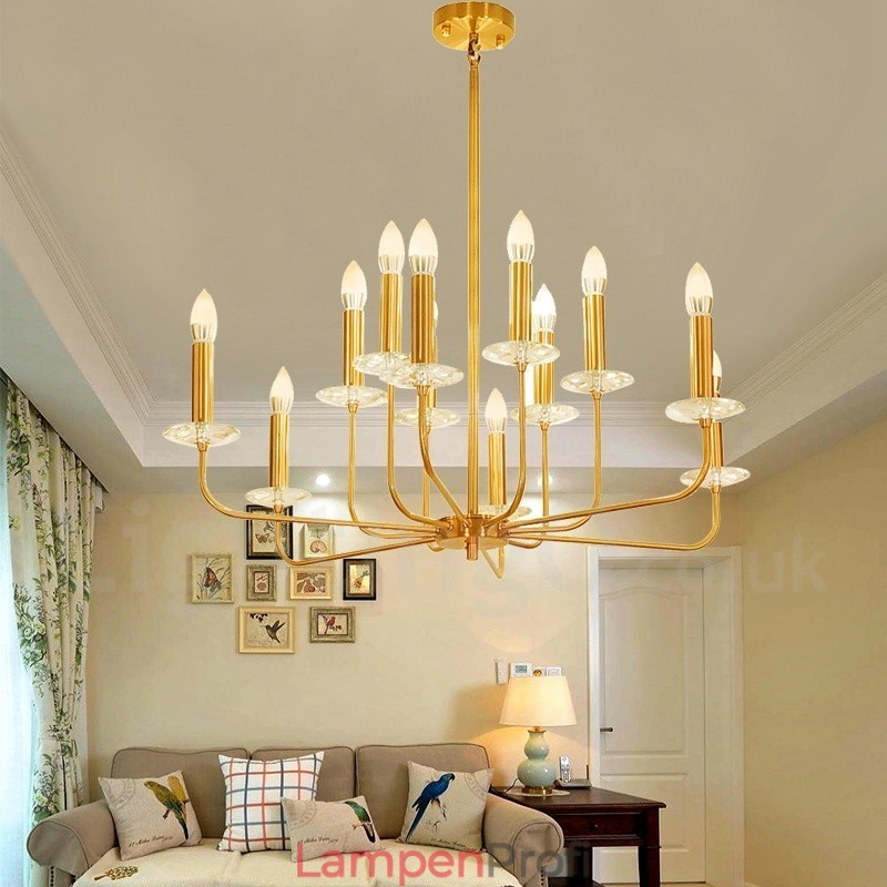 12 Licht Retro Rustikal Luxus Messing Pendelleuchte Kronleuchter
