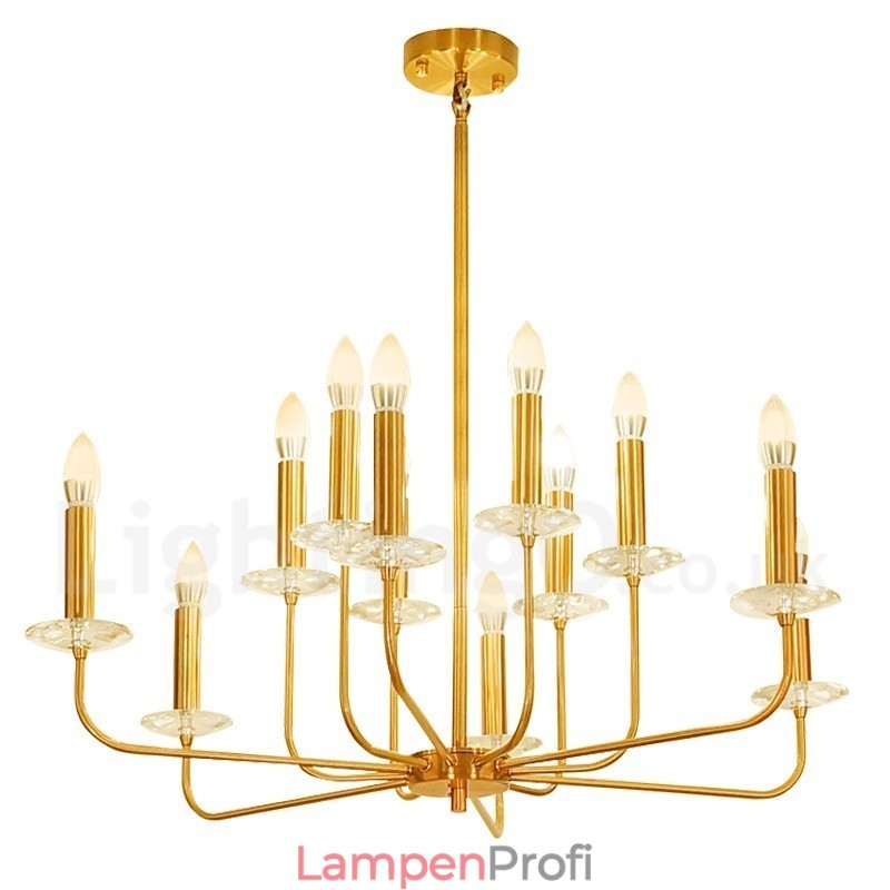 12 Licht Retro Rustikal Luxus Messing Pendelleuchte Kronleuchter