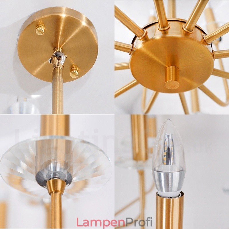 12 Licht Retro Rustikal Luxus Messing Pendelleuchte Kronleuchter