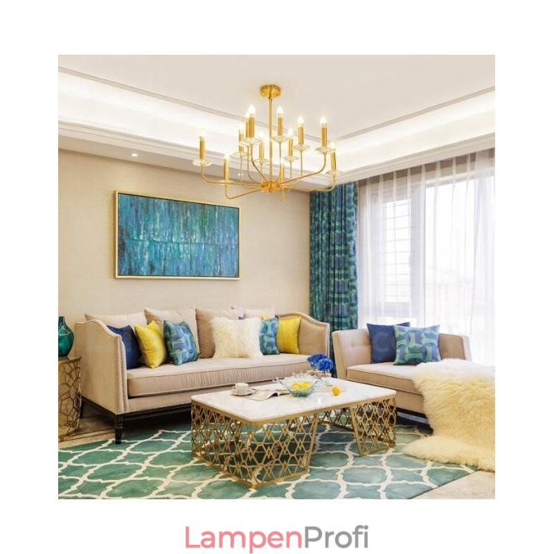 12 Licht Retro Rustikal Luxus Messing Pendelleuchte Kronleuchter