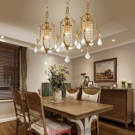 1 Licht Retro Rustikal Luxus Messing Pendelleuchte Kronleuchter mit Kristallschirm 1 Licht Retro Rustikal Luxus Messing Pendelleuchte Kronleuchter mit Kristallschirm