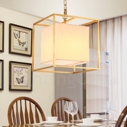 1 Licht Retro Rustikal Luxus Messing Pendelleuchte Kronleuchter mit Stoffschirm