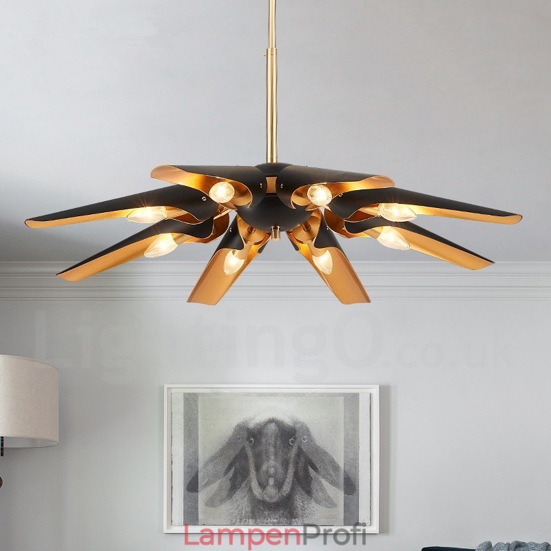 8-flammiger Retro-rustikaler Luxus-Pendelleuchter aus Aluminiumlegierung mit Lampenschirm aus Aluminiumlegierung