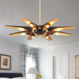 8-flammiger Retro-rustikaler Luxus-Pendelleuchter aus Aluminiumlegierung mit Lampenschirm aus Aluminiumlegierung