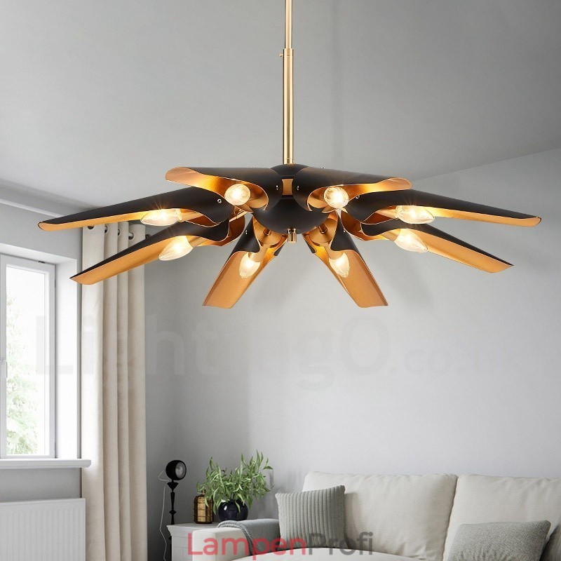 8-flammiger Retro-rustikaler Luxus-Pendelleuchter aus Aluminiumlegierung mit Lampenschirm aus Aluminiumlegierung