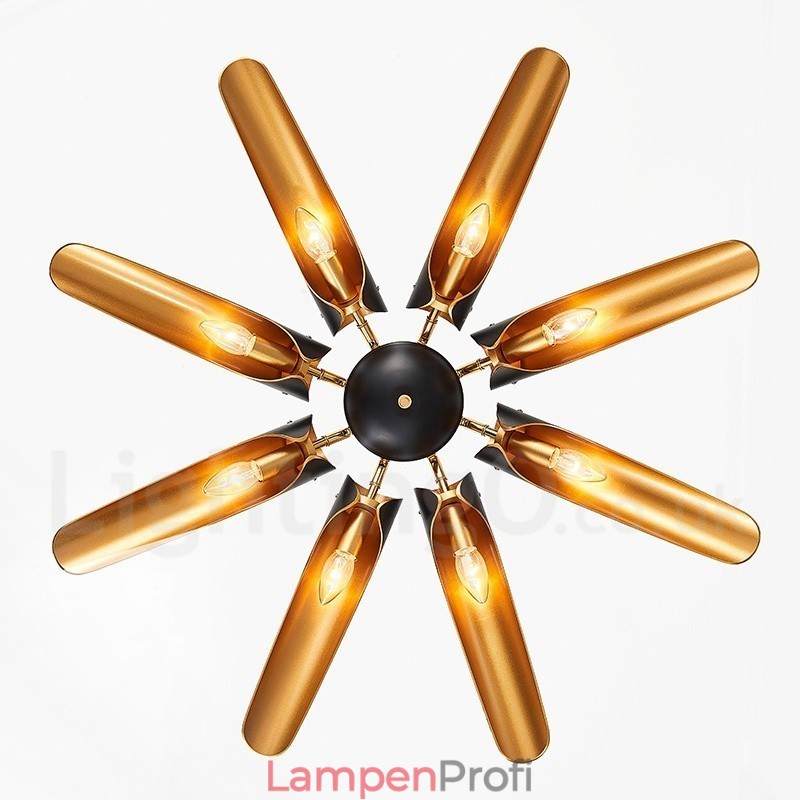 8-flammiger Retro-rustikaler Luxus-Pendelleuchter aus Aluminiumlegierung mit Lampenschirm aus Aluminiumlegierung