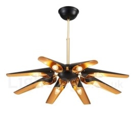 8-flammiger Retro-rustikaler Luxus-Pendelleuchter aus Aluminiumlegierung mit Lampenschirm aus Aluminiumlegierung