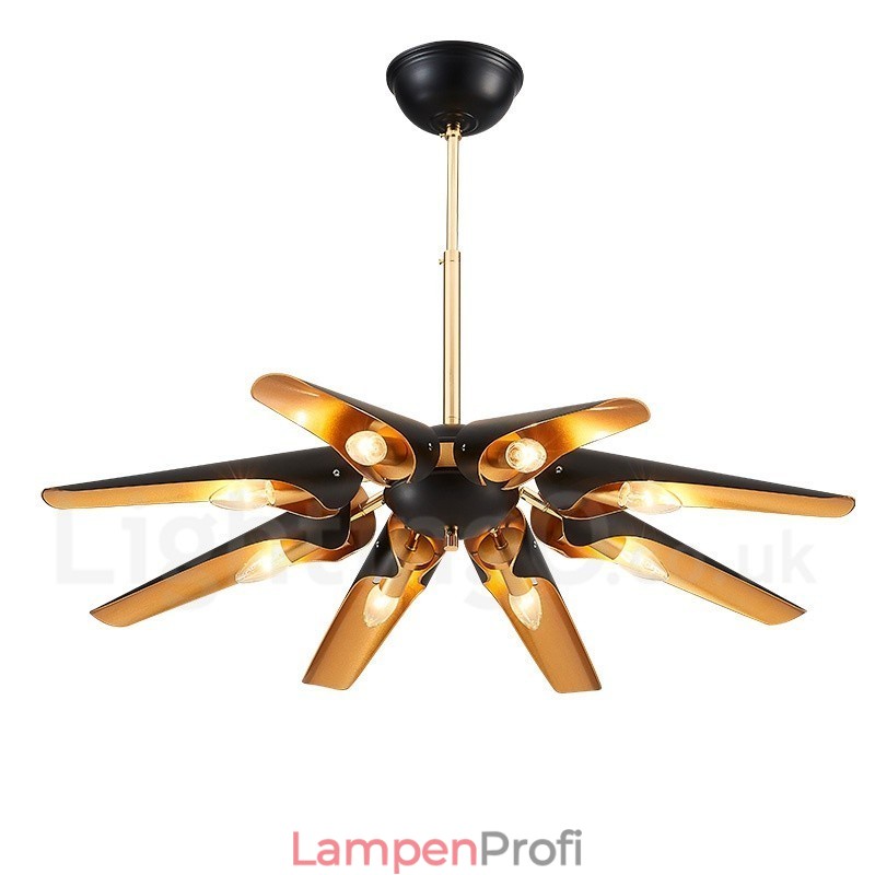 8-flammiger Retro-rustikaler Luxus-Pendelleuchter aus Aluminiumlegierung mit Lampenschirm aus Aluminiumlegierung