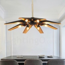 8-flammiger Retro-rustikaler Luxus-Pendelleuchter aus Aluminiumlegierung mit Lampenschirm aus Aluminiumlegierung