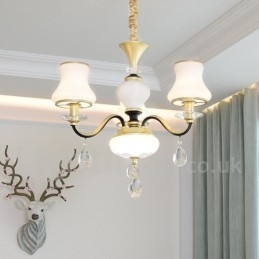 3-flammige Retro-Pendelleuchte im rustikalen Stil mit Kristallglasschirm