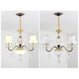 3-flammige Retro-Pendelleuchte im rustikalen Stil mit Kristallglasschirm