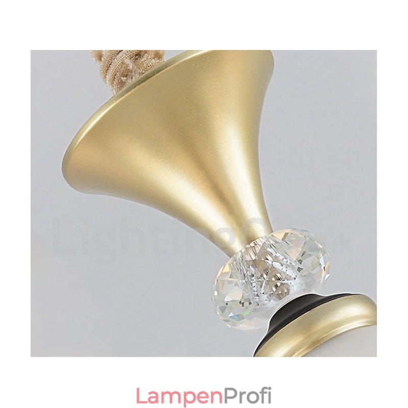 8-flammige Retro-Pendelleuchte im rustikalen Stil mit Kristallglasschirm