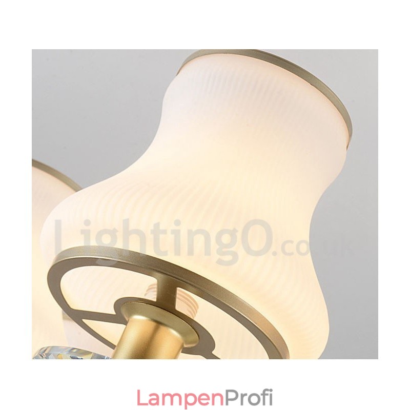 8-flammige Retro-Pendelleuchte im rustikalen Stil mit Kristallglasschirm